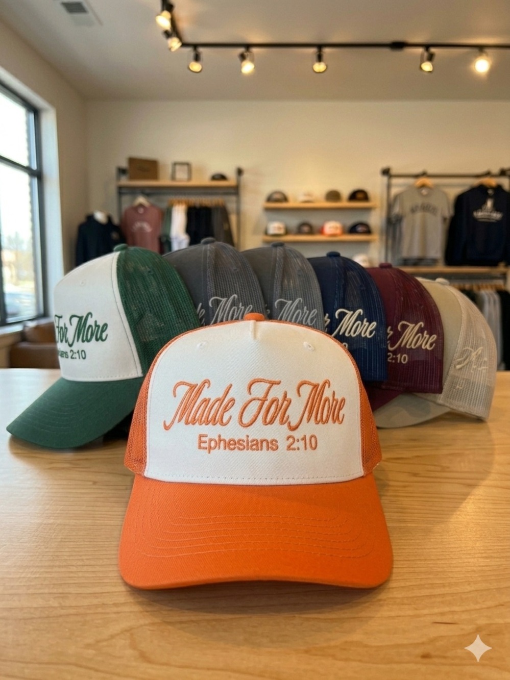Simply Stitched Made For More Embroidered Trucker Hat - color options